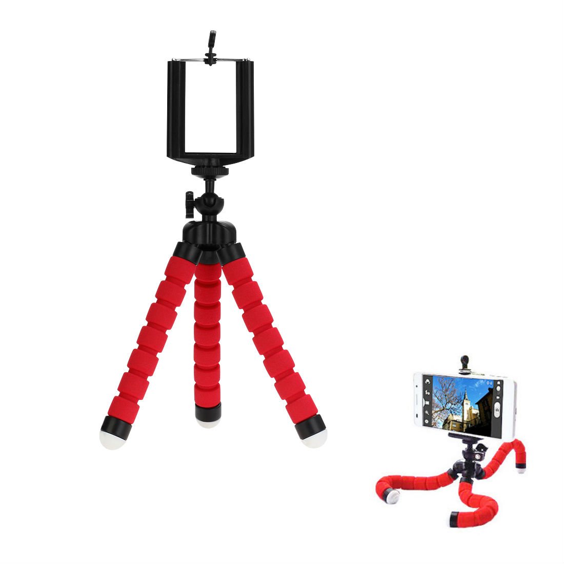 AKOAK Mini Camera Tripod Portable and Flexible Tripod with Cell Phone Holder Clip Standard 1 4 Screw Suited