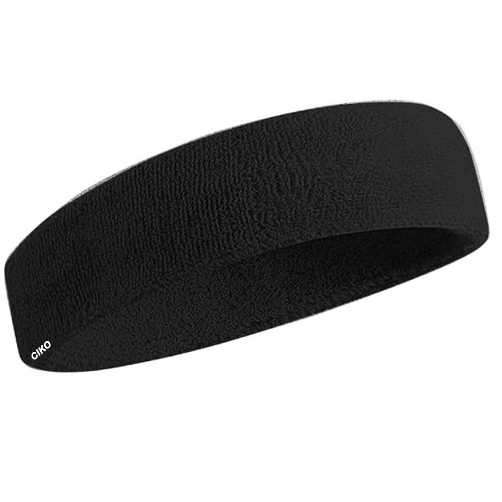 Ciko Sports Headband Men, Women Youth Size Upto 29inch starching (Black) (Black)-image-42