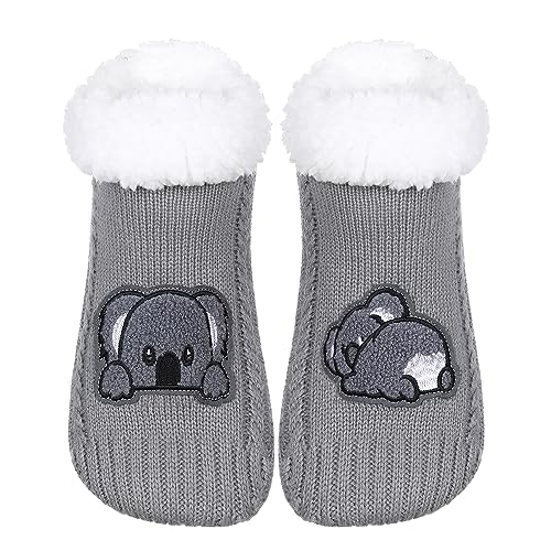 Image of ZYZX Cute Animal Slipper Socks for Women with Grips,Fuzzy Socks Indoor