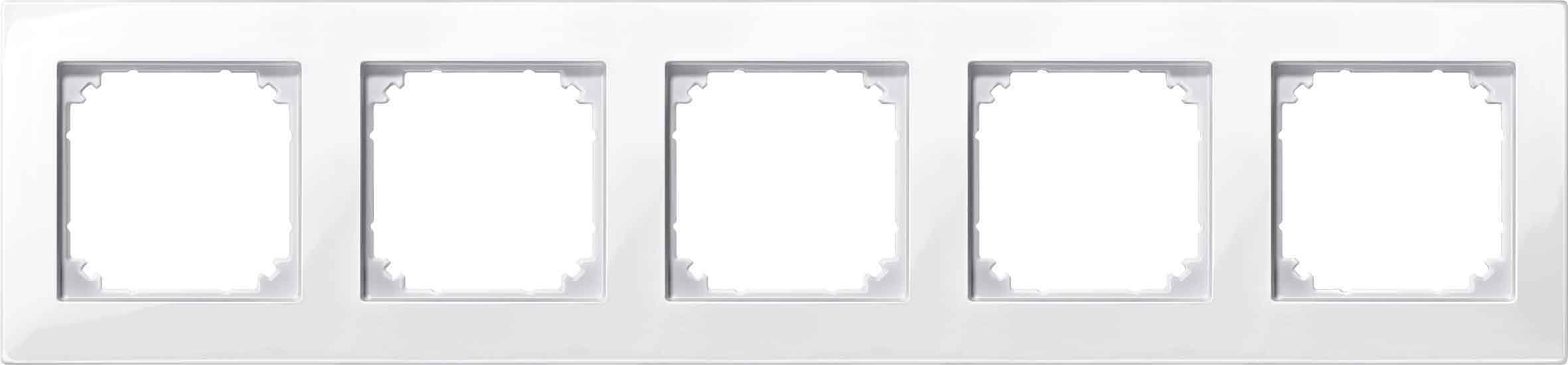 Merten 515519 M-PLAN cache pour 5 prises en blanc polaire brillant