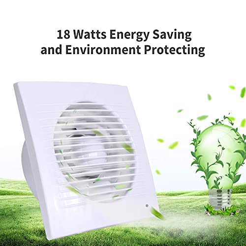 Hugoome Exhaust Fan, 18W Ventilation Extractor With Anti-Backflow Check Valve Ultra Thin, Window And Wall Mount Vent Fans For Kitchen Bathroom Greenhouse Garage (6 Inch / 110V) Thin Fan #TOP2