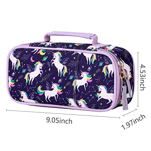 Image of Choco Mocha Unicorn Pencil Case for Girls, Soft Pencil Case Kids Pencils Pouch for Kindergarten Girls, Purple