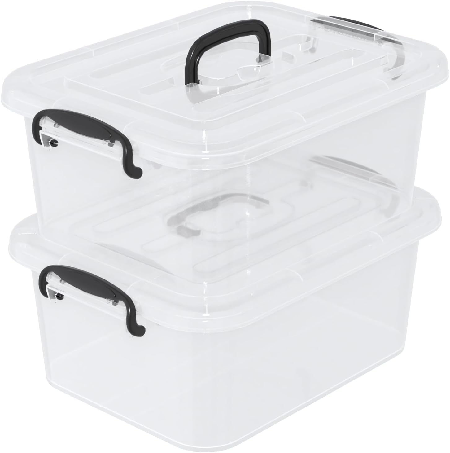12 Quart Plastic Storage Latch Bins with Handle, Clear Plastic Containers with Lids, 6 Packs