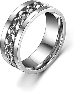 دبلة من الفولاذ المقاوم للصدأ للرجال من جولينياو، خاتم دائري للرجال لتخفيف القلق بدون إجهاد، خاتم زفاف رائع مريح.