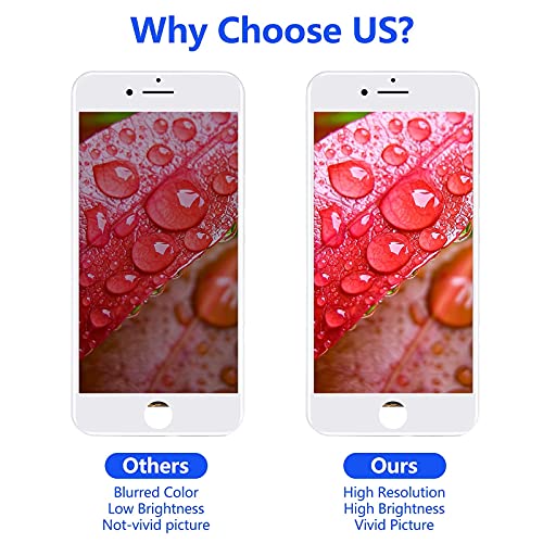 For Iphone 7 Plus Screen Replacement White,Mobkitfp 5.5" Full Assembly Lcd Display Digitizer With Front Camera+Earpiece+Sensors+Waterproof Seal+Repair Tools+Tempered Film For A1784,A1785,A1661 (White) #TOP1