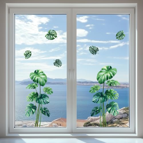 Set de calcomanías de ventana de PVC impermeable hoja Monstera miniatura 2