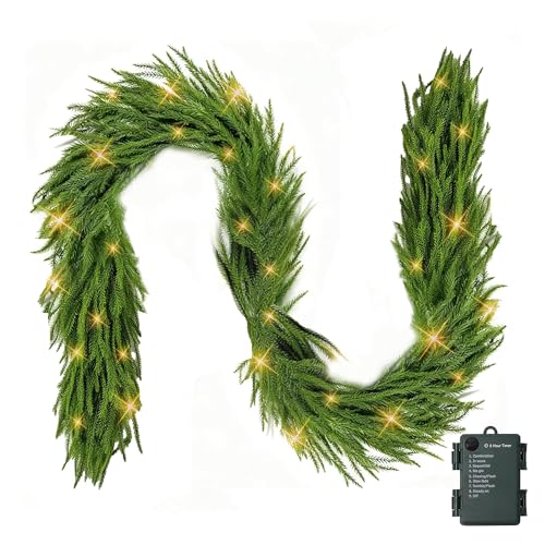 Guirlande de pin Norfolk artificielle TW SHINE à LED au réalisme végétal d'exception - 5