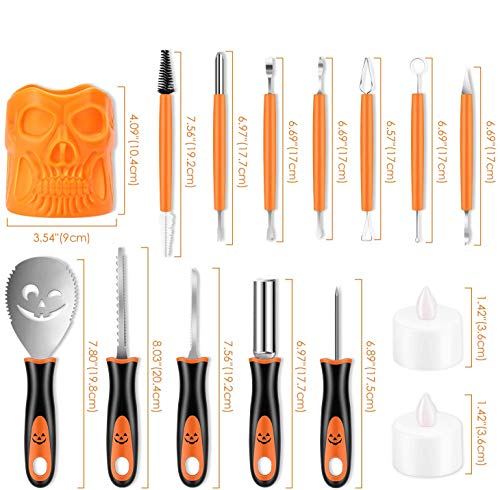 GUUKIN Halloween Pumpkin Carving Tools Kit, Professional Stainless Steel Pumpkin Cutting Supplies Knife Sets for Halloween Decoration jack-o-lanterns for Kids & Adults (12 piece set)