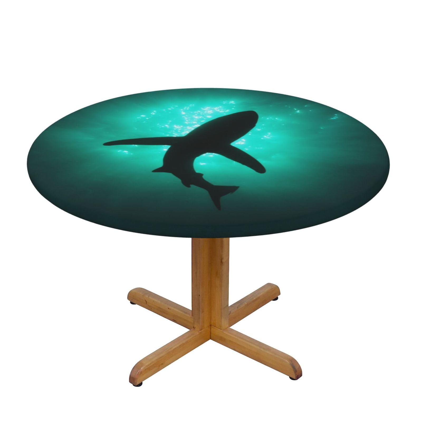 ESNAIUVCD Undersea Black Whales print Waterproof Round Tablecloth,Outdoor Table Cloth with Elastic Edged, Elastic Tablecloth Wipeable, Garden Table Cloth Suitable for sizes 90cm-140cm