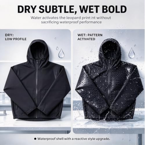 Womens Rain Jacket Zipper Water Reactive Cheetah Hooded Wind Breaker Jacket - image 7