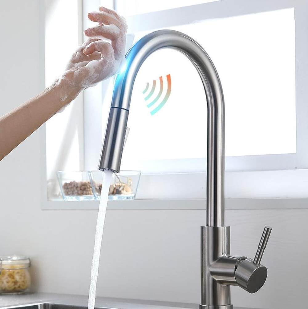 MXXQRHF Smart Touch Kitchen Faucets Crane for Sensor Kitchen Water Tap Sink Mixer Rotate Touch Faucet Sensor Water Mixer,1005,Brush Nickel