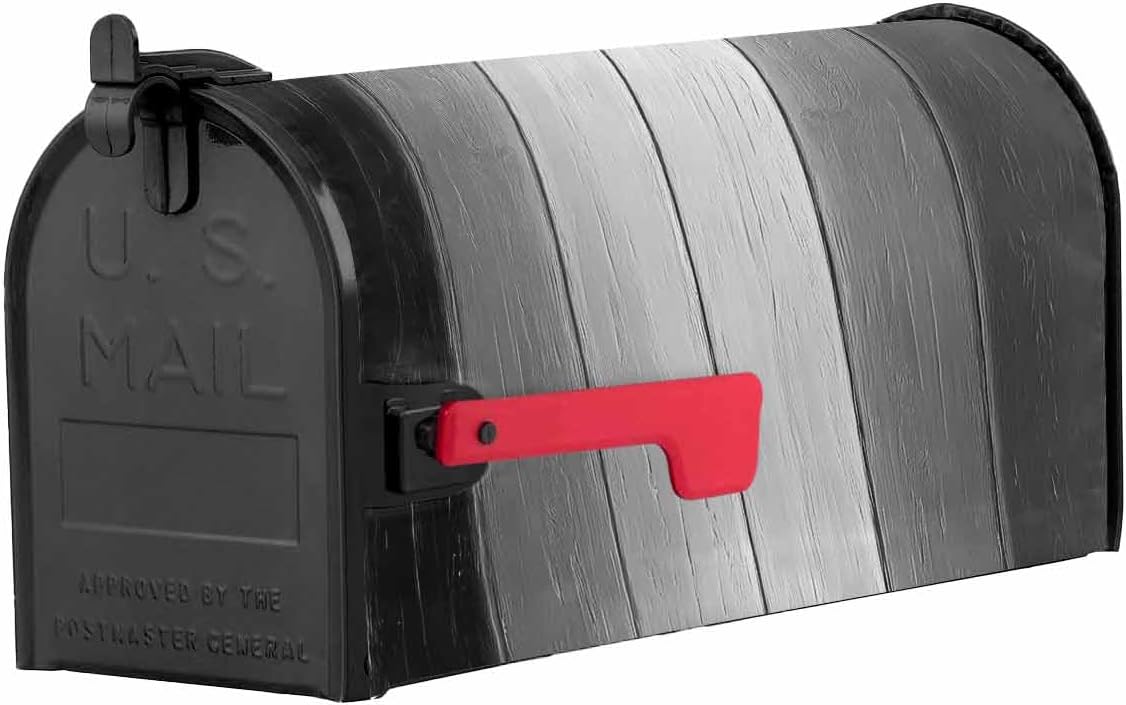 Black Grey Mailbox Cover - Spring Summer Fall Winter Magnetic Mailbox Covers Décor Accessories for Outdoor Garden Wraps Post Letter Box Cover Decorations Yard Signs, Farmhouse Ombre Wood Grain