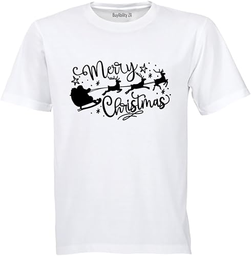 Unisex Merry Christmas - Santa Sleigh - Adults - T-Shirt