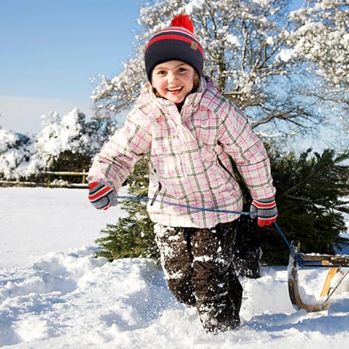 Kids Winter Hat, Scarf & Gloves Set - Knit Beanie Hat, Fleece Lined for 3-8 Year Olds2