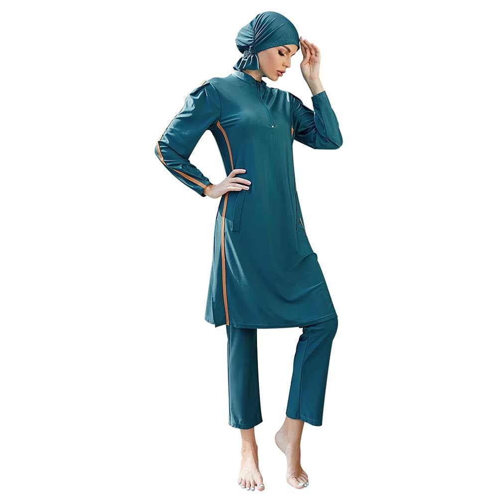 OBEEII Costume Da Bagno Musulmano Donna - Maniche Lunghe, Con Bandana, UPF 50, Taglia S-XL - Foto 5