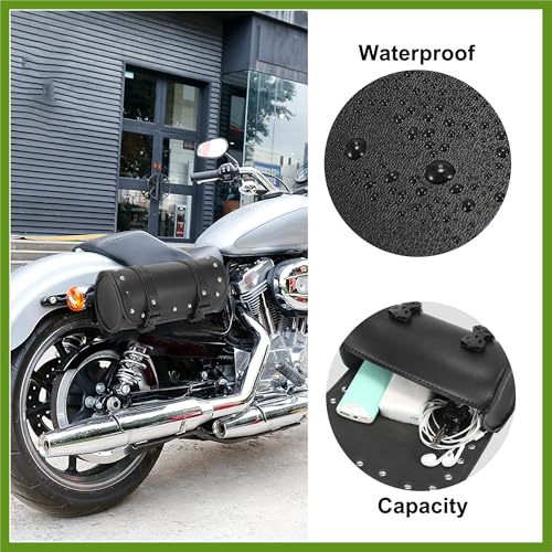 Bolsa de Herramientas para Manillar de Horquilla Universal para Motocicleta, Bolso de Almacenamiento Impermeable de Cuero Sintético Negro miniatura 4
