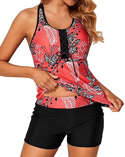 Holipick Two Piece Tankini Bathing Suits for Women Swim Tankini Top with Shorts Athletic Tummy Control Swimsuits