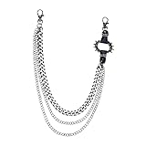 LifgWas Cadena de Pantalón con Puntas Exageradas Estilo, Cadena de Cartera de Metal Punk Rock Gótico Hip Hop para Hombre y Mujer, Cadena de Cintura con Mosquetón, Negro