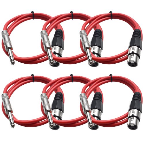 Câbles de raccordement XLR femelle vers TRS 1/4 rouge Seismic Audio SATRXL