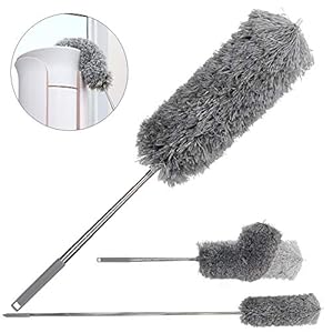 Dumeau telescoop – microvezel lange steel splijtstofborstel stofwisser met telescoopsteel, tot 254 cm lengte, bezem lang…