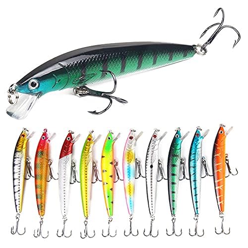 Acaiciee 10pcs 3D Artificial Minnow Fishing Lures Baits,Minn...