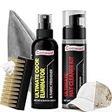 comeast Hat Cleaner Kit,Ready-To-Use Foam,Quick Drying for Cleaning Baseball Caps of All Materials Cotton,Wool,Leather,Felt and More Cleans 50+ Hats (Cleaner 6.76oz+Deodorizer 6.76oz,Towel,Brush)