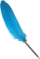Vista 1 de OPENDGO Bolígrafo de pluma de ganso natural, diseño de moda, bolígrafos de tinta negra para niños escritura suave (azul)