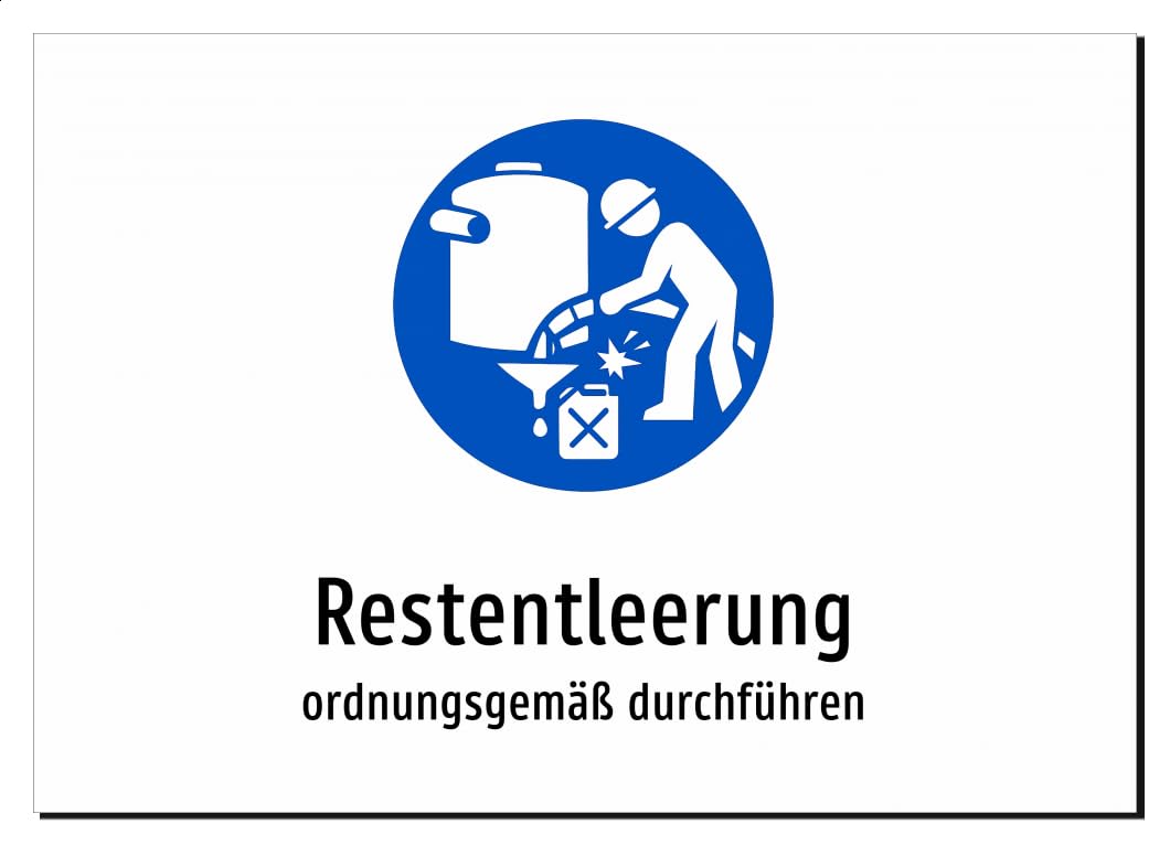 36183-DE-S-13 | Restentleerung - ordnungsgemäß durchführen | Aufkleber A2, 594 x 420mm | mit Symbolgrafik und Text