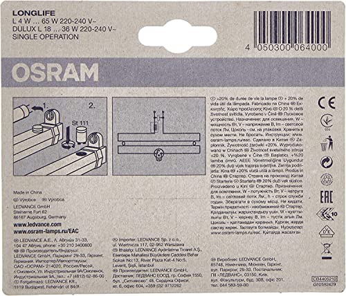 Osram Starter 111 Longlife, Für Einzelschaltung von Leuchtstoffröhren, 2er-Pack, Grau