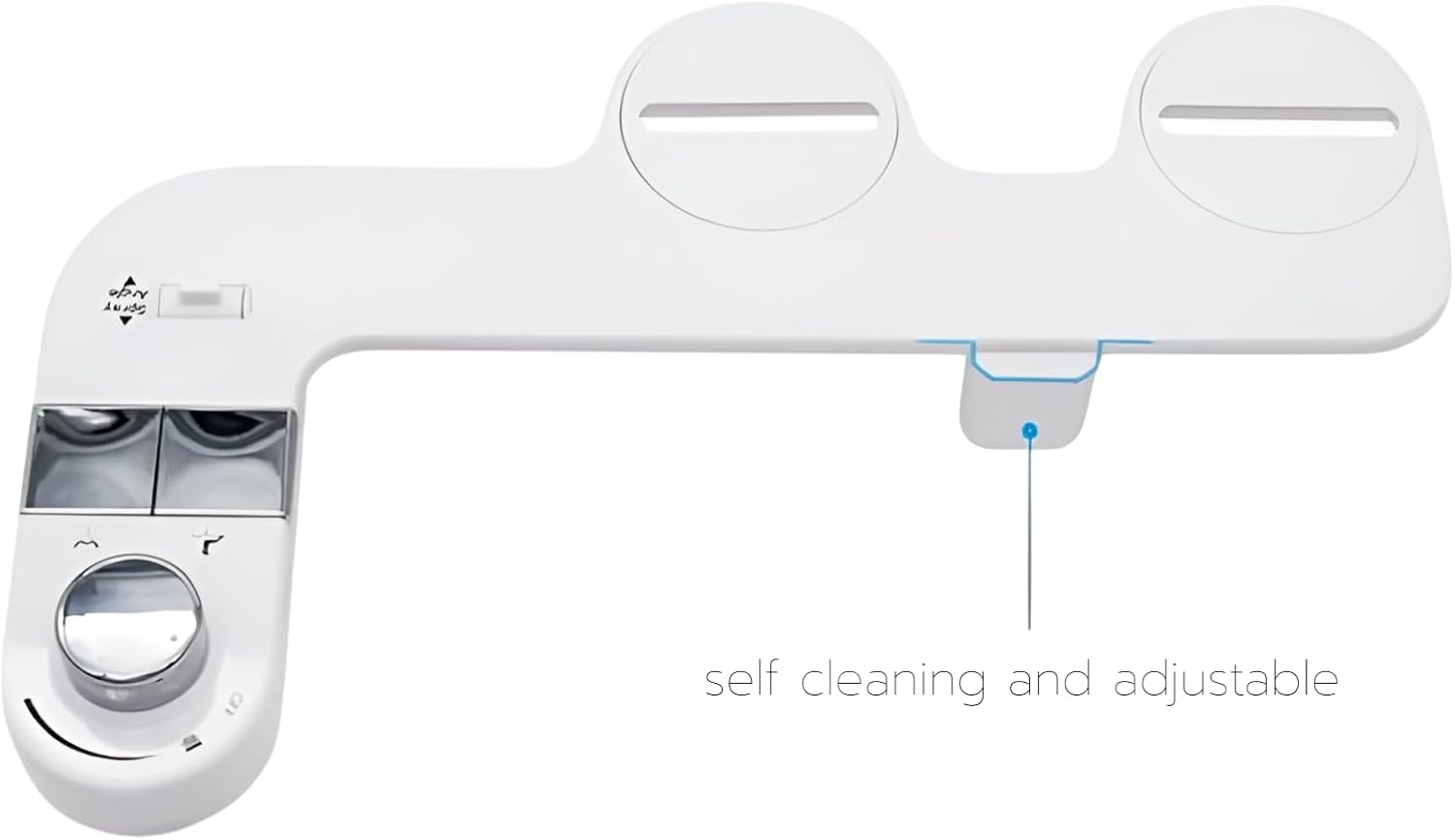 Bidet Attachment for Toilet, Non-Electric Cold Water Bidet with Dual Nozzles (Rear & Feminine Wash), Self-Cleaning Nozzle Rinse, Adjustable Water Pressure Control, Easy Install Kit, Fits Most Toilets
