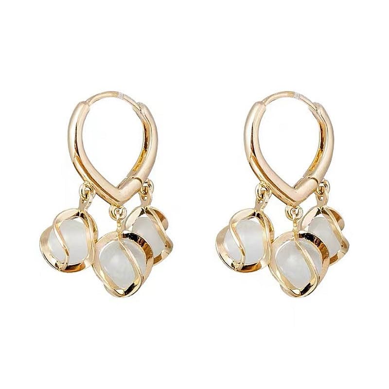 meenaz Earrings For Women & Girls | Fashion Hoops Bali Clip On Drop Earring | Korean Gold Plated | Round Shaped Drops pearl | Birthday & Anniversary Gift pearl earrings earrings set for women-picture-37