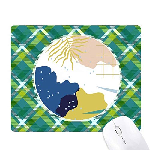 Tapis de souris motif plantes abstraites bleu blanc antidérapant en tissu