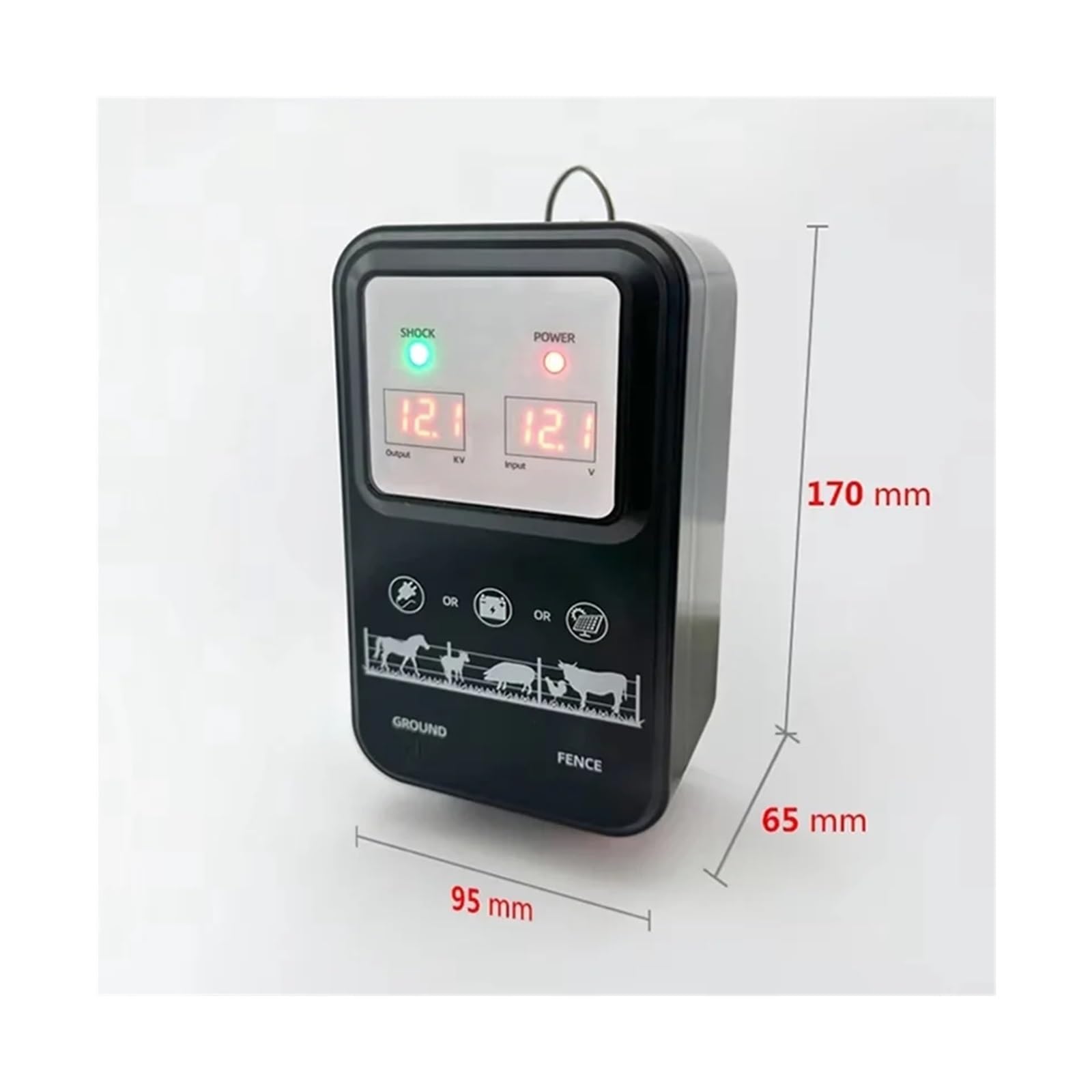 Pastor Electrico, Energizador de Cerca eléctrica de 10 km for Ganado Vacuno, ovino y equino. Kit de Transformador de pulsos for ganadería (12 V).