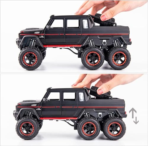 Image of 1:22 AMG 6x6 Diecast Metal Toy Car Model for Kids Pull Back Action Openable Doors with Light & Sound Features Durable Alloy Vehicle Collectible & Giftable (Black)