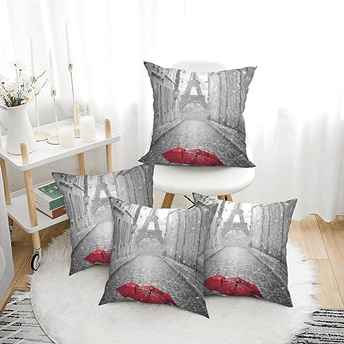 Housse de coussin Tour Eiffel rouge 50x50 cm BAFAFA - 4