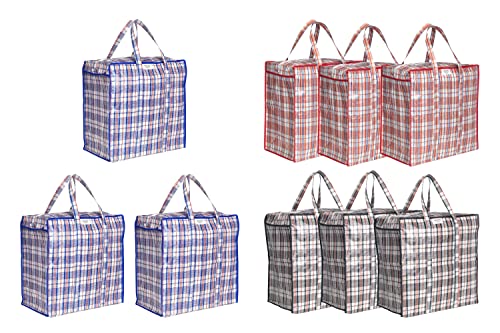 Josephine Osthoff Unisex Aufbewahrungstaschen, langlebig, wasserdicht, mit Reißverschluss. Ideal für Umzug & Einkauf. 75 L Fassungsvermögen, bis 20 kg belastbar, 9er-Pack.