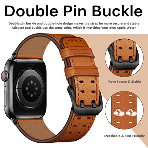 Miimall Compatible for Apple Watch 49mm/45mm/44mm/42mm Leather Strap - Image 4