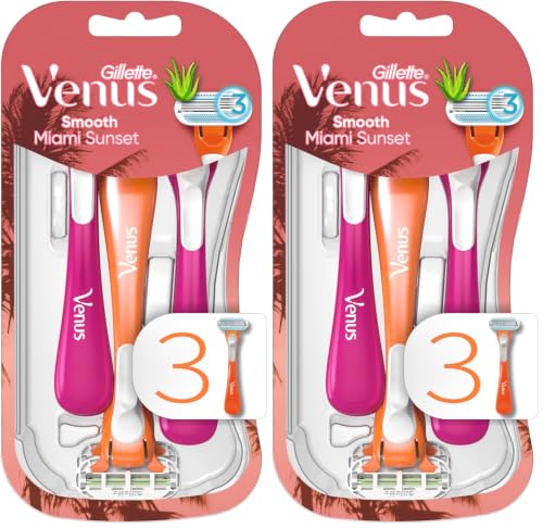 Image of Gillette Venus Miami Sunset Smooth Sensitive Disposable Women's Razor With Aloe x3 (Pack of 2)