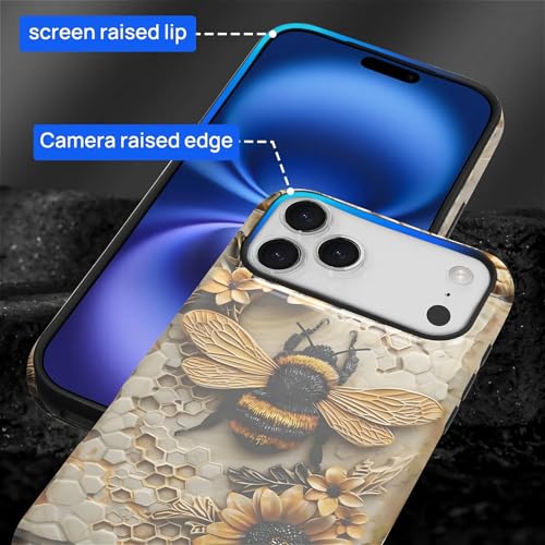Compatible with iPhone 18 Pro Max iPhone 17 Pro Max Case - Dual-Layer Protection, Hard Shell with Silicone Interior,Scratch Resistant Shockproof - Bumblebee Sunflower Honeycomb by Generic - Used condition - Image 6