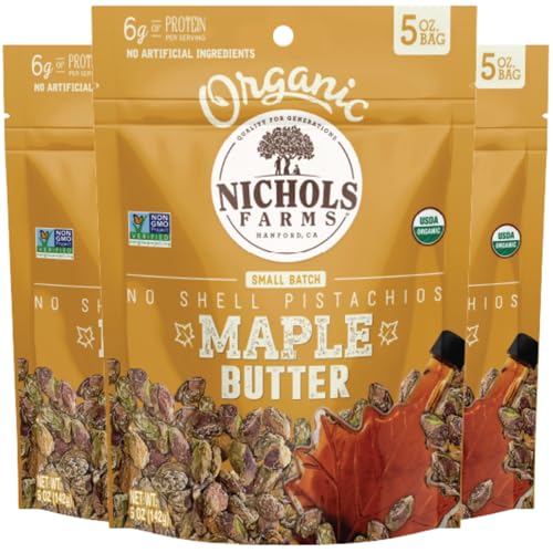 Image of Organic Pistachios, Maple Butter Flavored 5oz 3 Pack No Shell California Pistachios - Nichols Farms