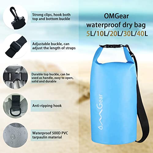 Image of OMGear Waterproof Dry Bag Backpack Phone Pouch 40L /30L /20L /10L /5L Floating Dry Sack for Kayaking Boating Outdoors Activities
