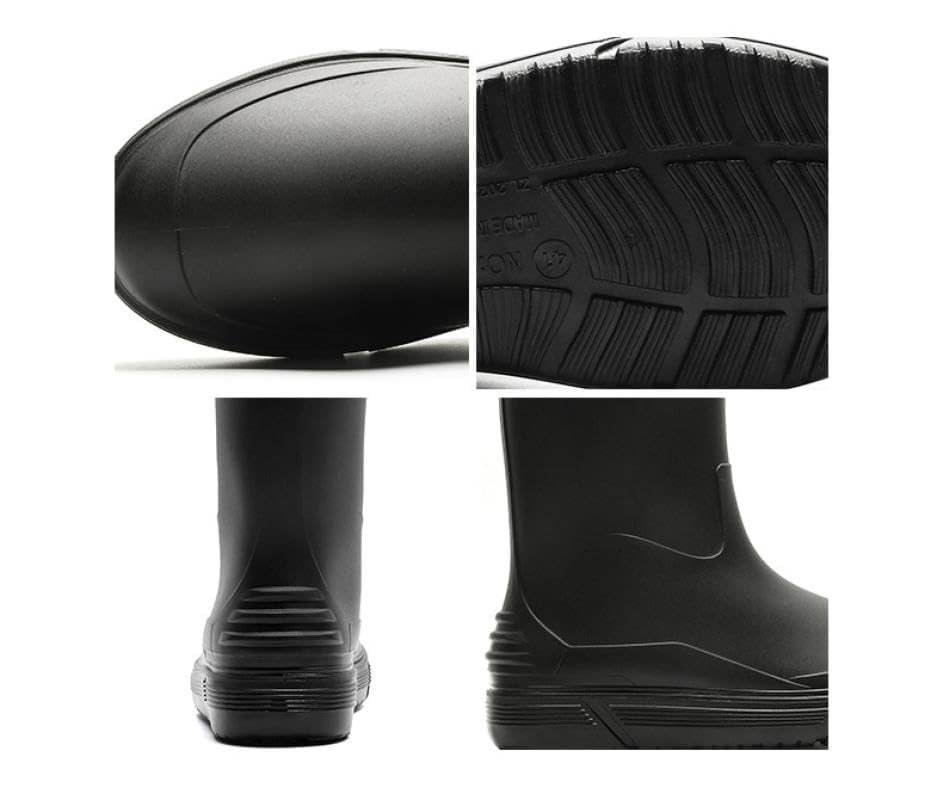 jessie Rain Boots for Men Mid Calf Rain Boots PVC Waterproof Rubber Boots Mud Boot Short Boots Garden Boots for Outdoor Fishing Hiking Camping Work4