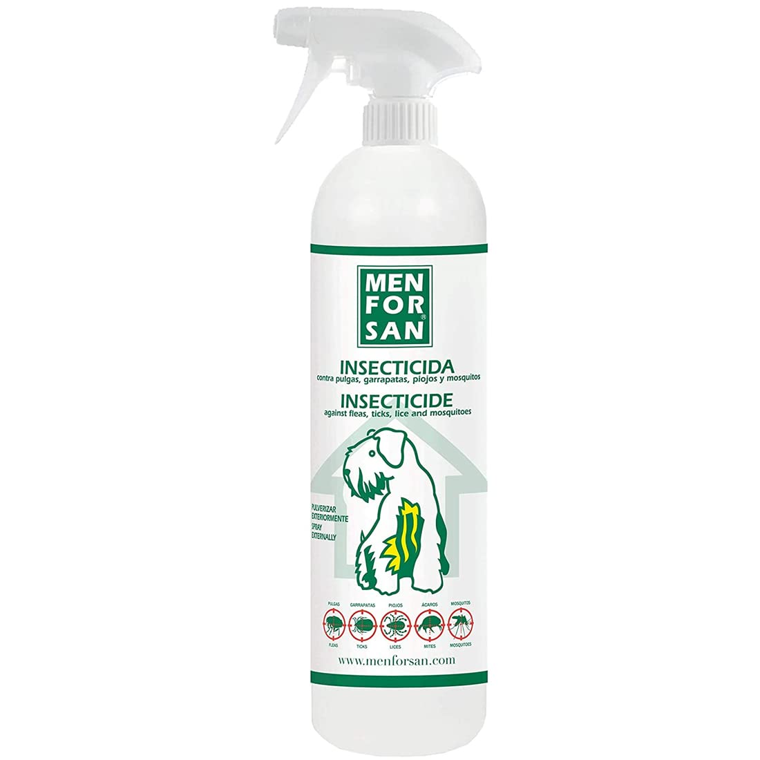 Spray antiparasitario para Perros Menforsan 750ml - Protección efectiva contra pulgas, garrapatas, Mosquitos y ácaros. No tóxico y fácil de aplicar. Antiparasitario Perros