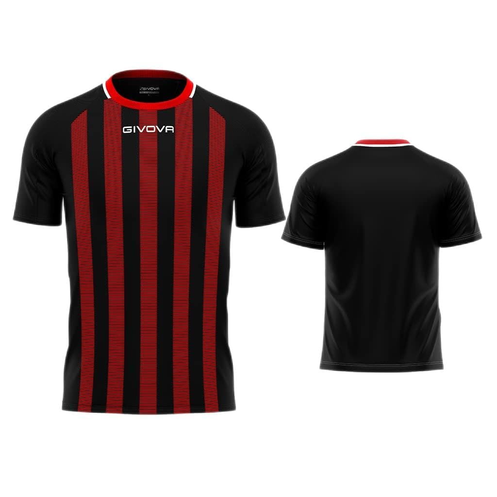 Givova Unisex Nero/Rosso Shirt Tratto Interlock Tg. L
