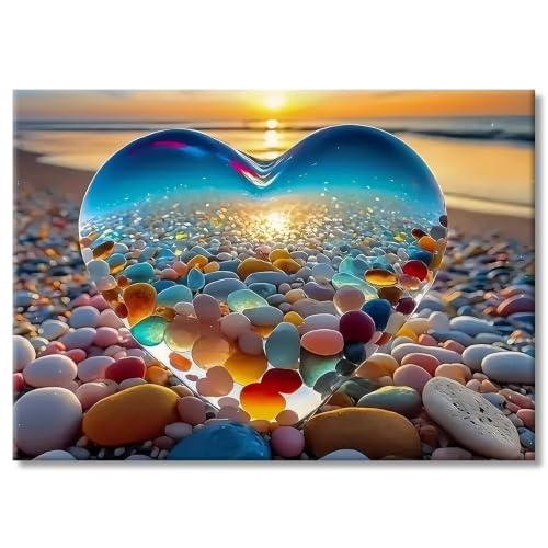 Image of 1000 Piece Puzzles for Adults, Heart Beach Wooden Jigsaw Puzzle, 50x70cm Finished Size for Home Wall Decoration and Leisure