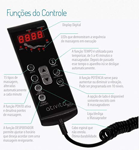 Colchão Massagem Com Controle Operacional Bioquântico Despertador + Base Box Baú + Cabeceira Casal (