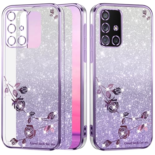 Coque Samsung Galaxy A51 anti-rayures transparente violette scintillante