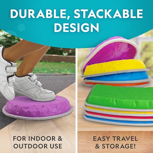 National Geographic Kids Stepping Stones & Balance Beams – 12 Piece Obstacle Course for Kids Ages 3+ with Foam Dice, Play & Learn Cards, Non-Slip Rubber Base, Toddler Indoor & Outdoor Active Play Set - Image 6