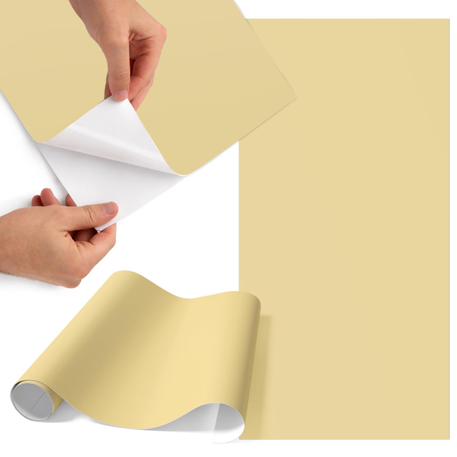 Papel para forrar muebles anti manchas vinilo autoadhesivo impermeable mate amarillo crema