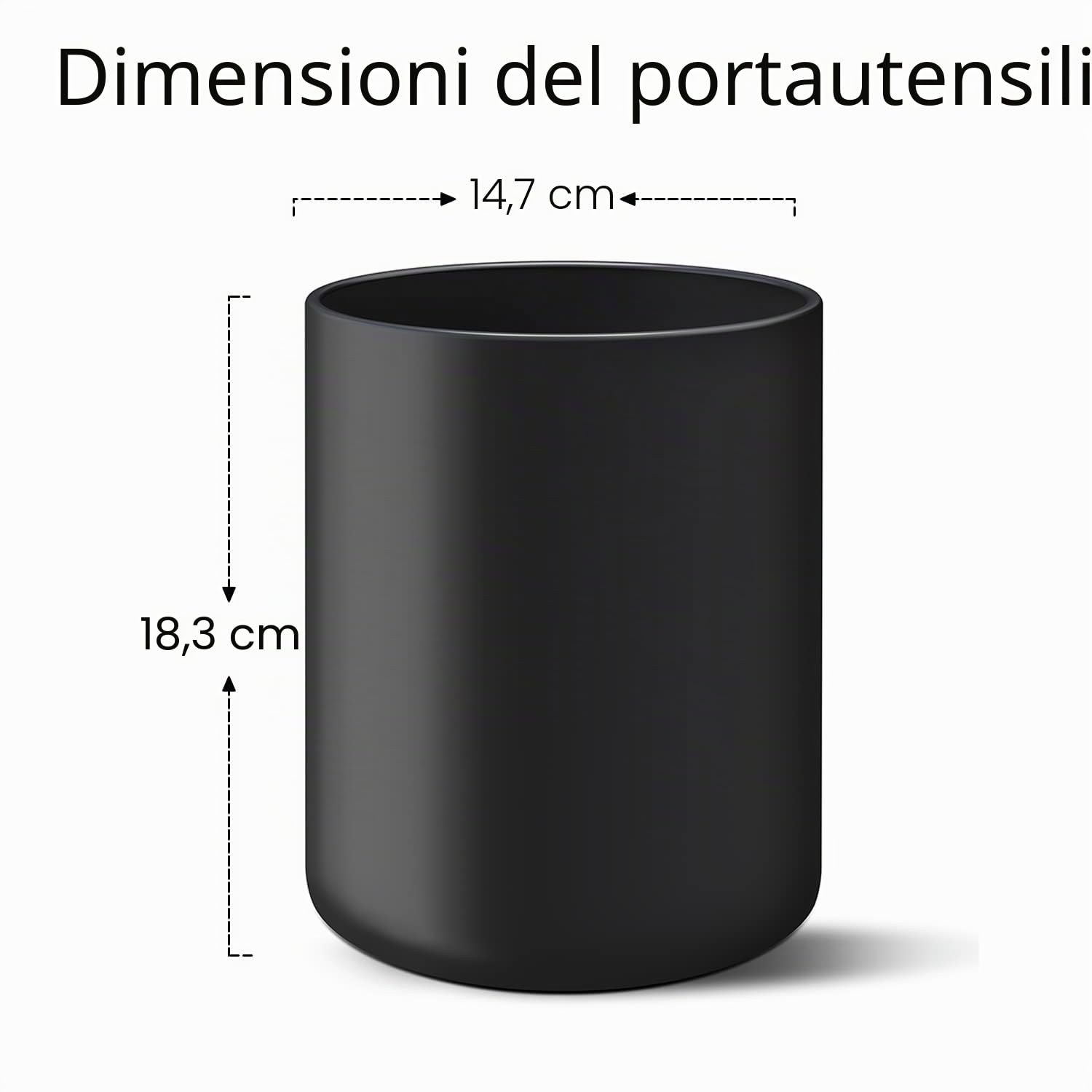 Portautensili da cucina nero per piano di lavoro, in ceramica opaca, per bancone, facile da pulire, moderno grande supporto per spatole per decorazioni in fattoria, 18 x 14 cm